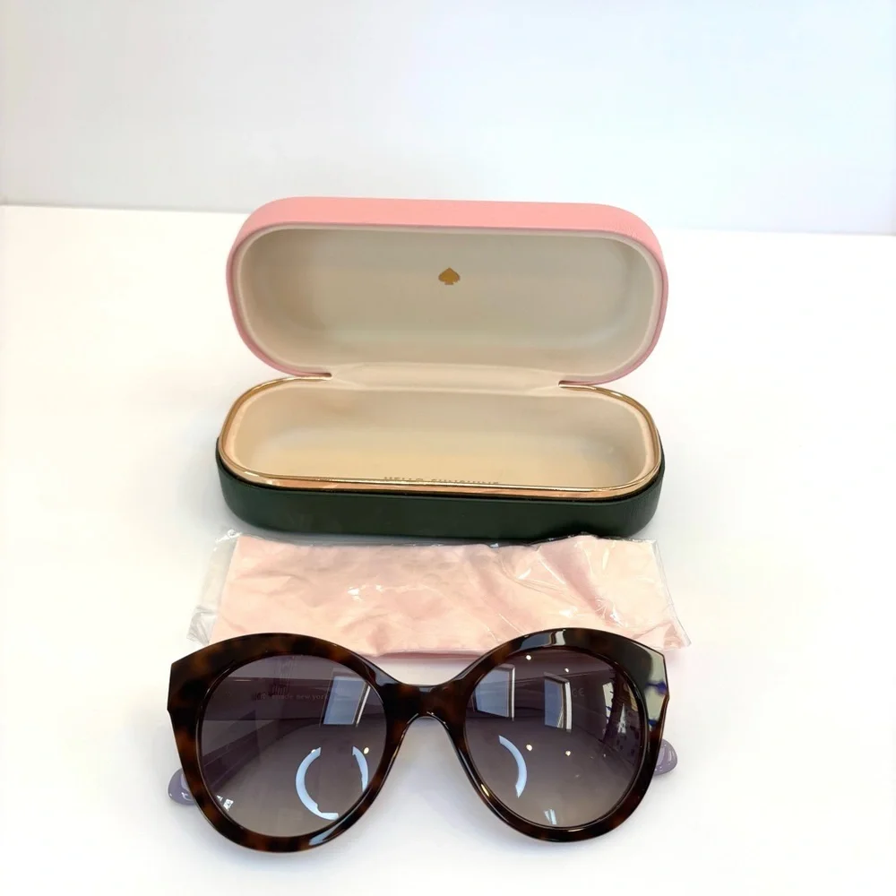 Kate Spade Karleigh/S 51mm Cat Eye Tortoise Sunglasses Havana/Plum New with case